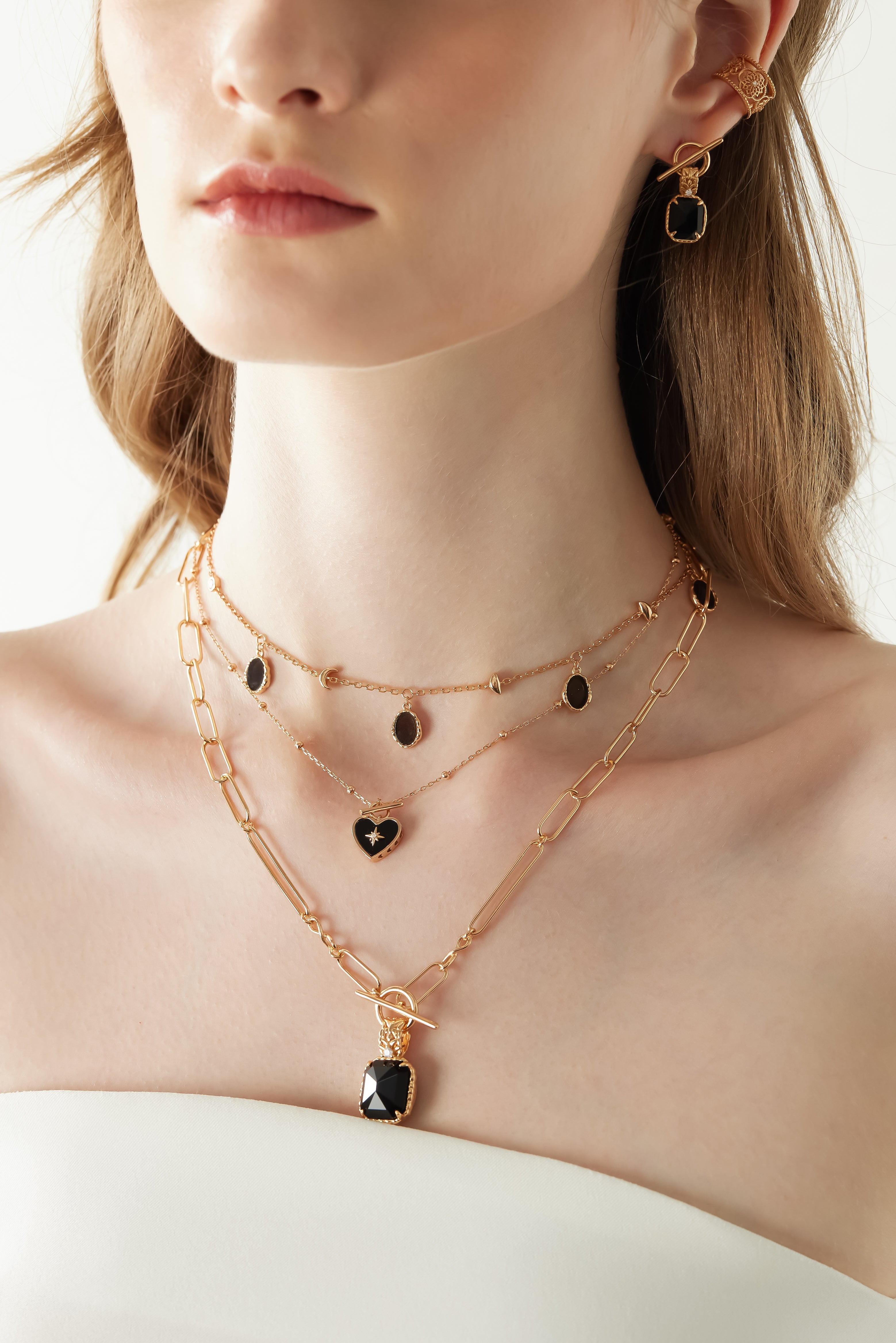Obsidian Gold Toggle Necklace - Lover