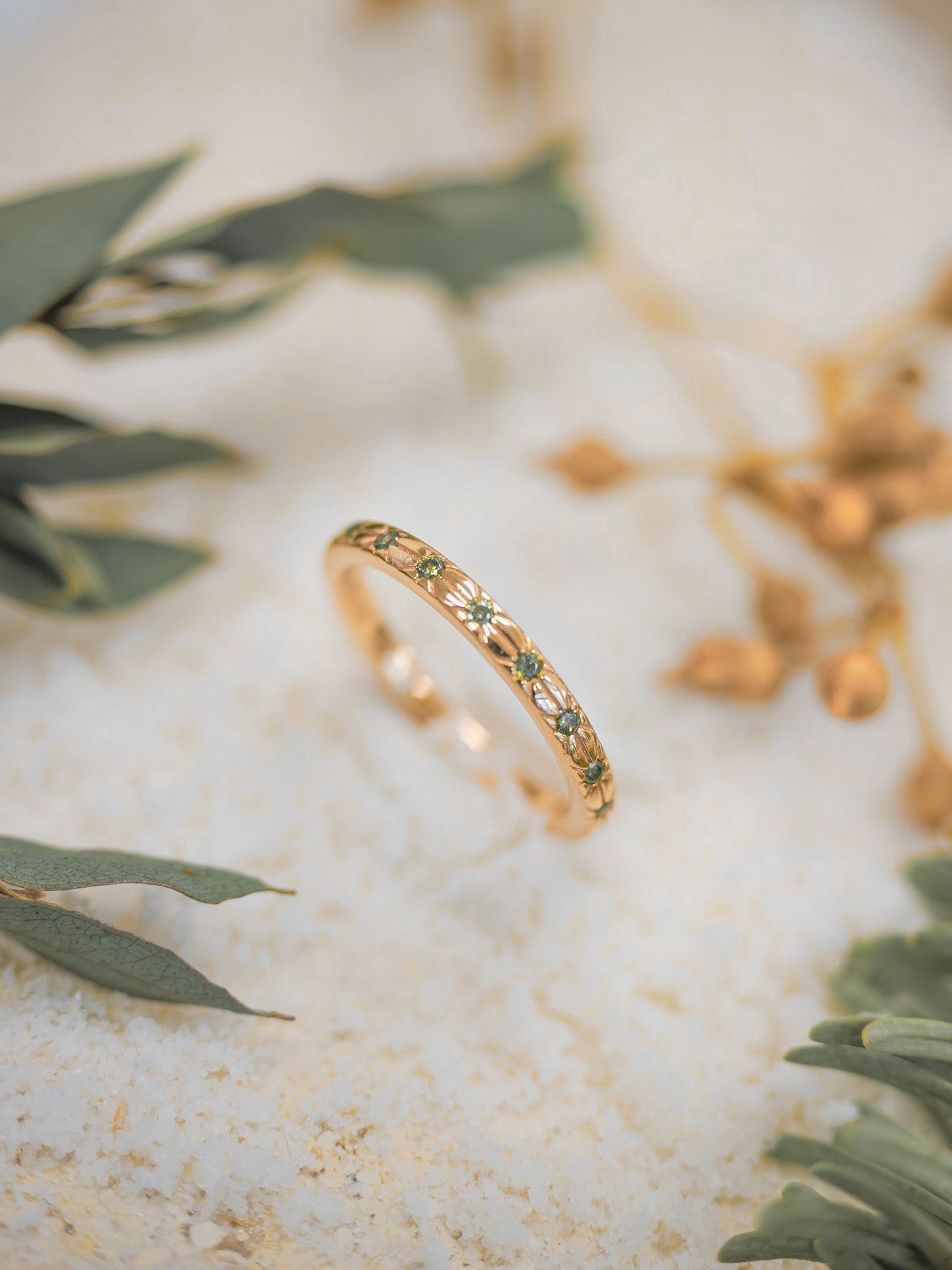 Olive Gold Dainty Ring - Celestial