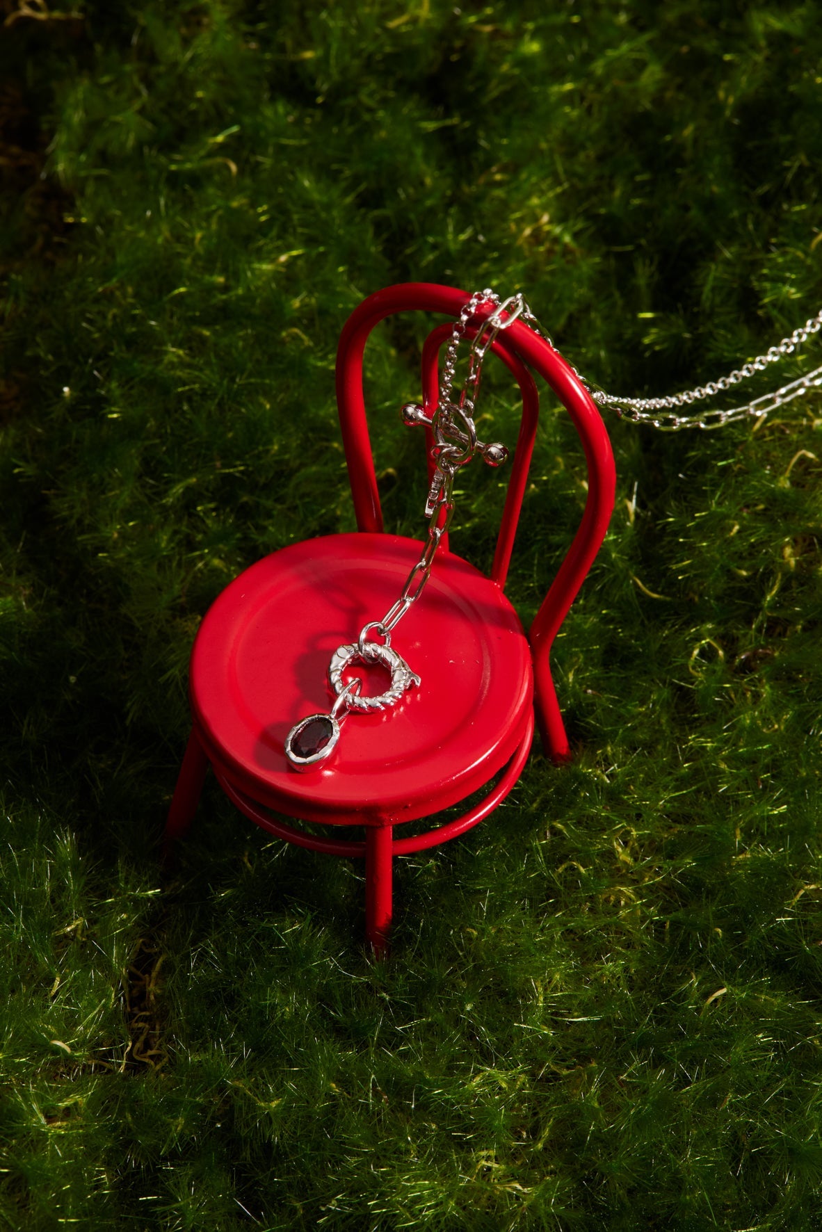 Oval Garnet Silver Pendant