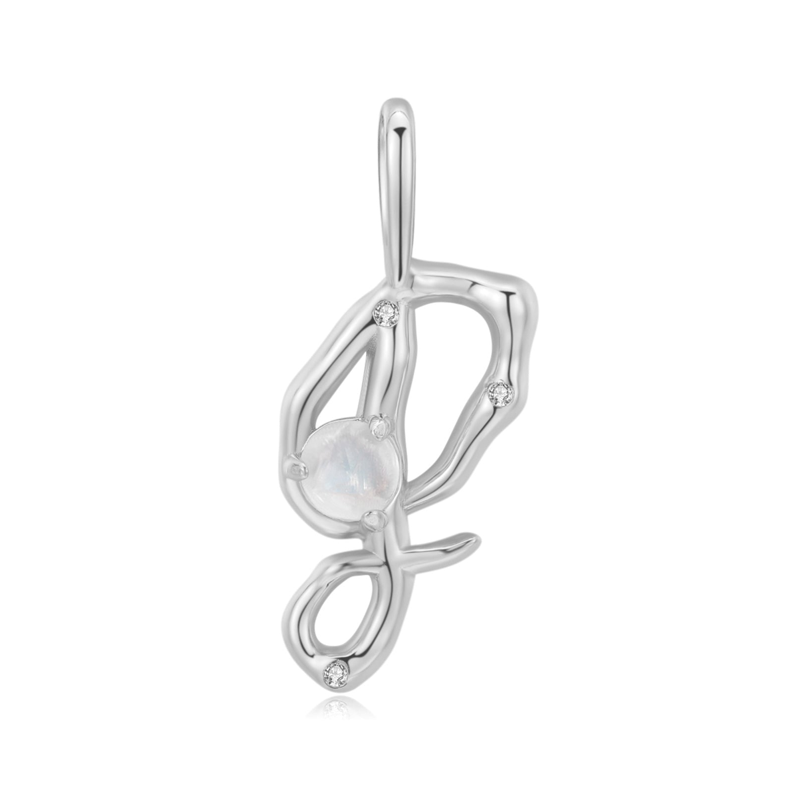 Moonstone Silver Letter Pendant - A to Z
