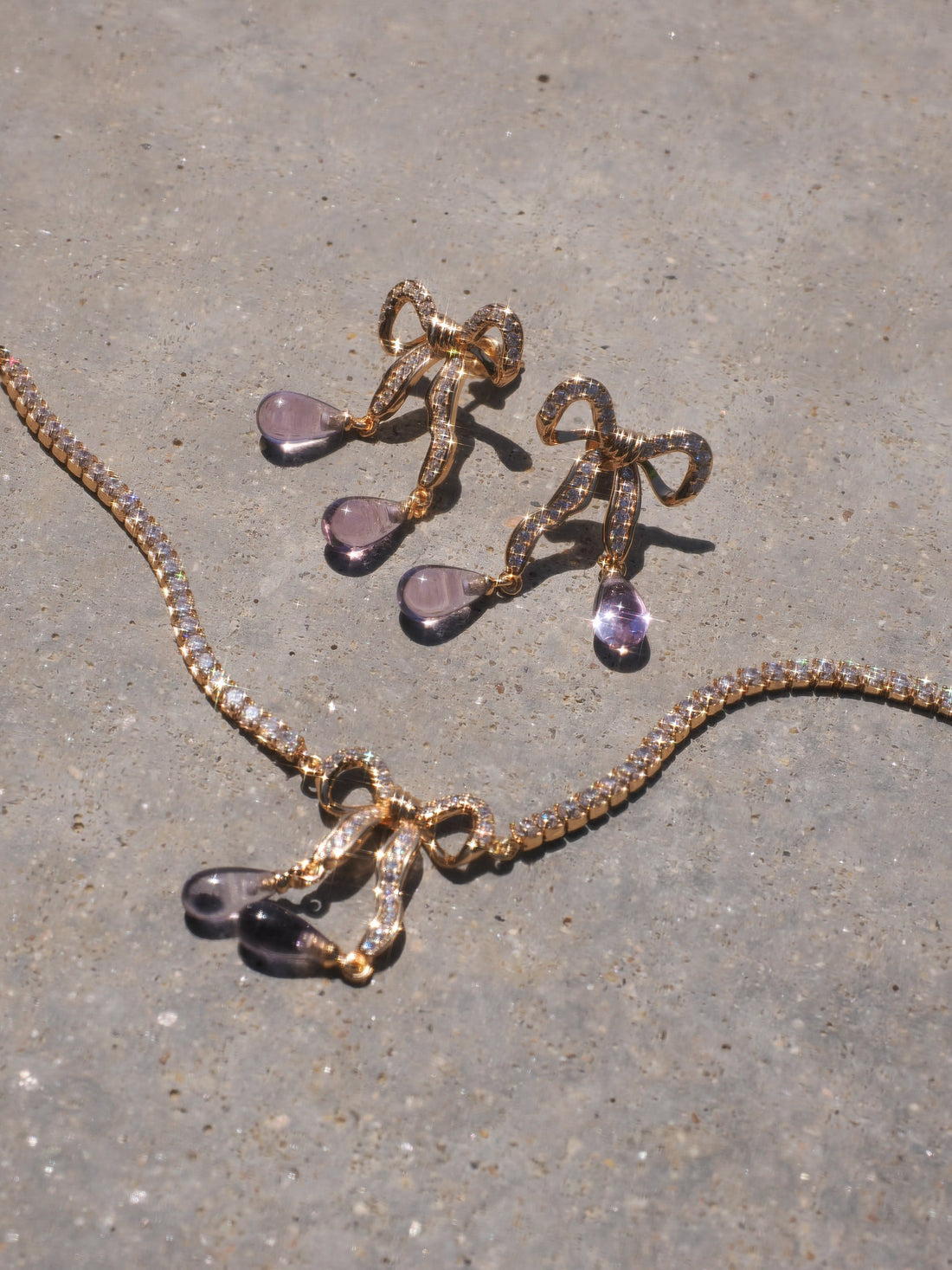 Amethyst Gold Bow Tennis Bracelet - Alice