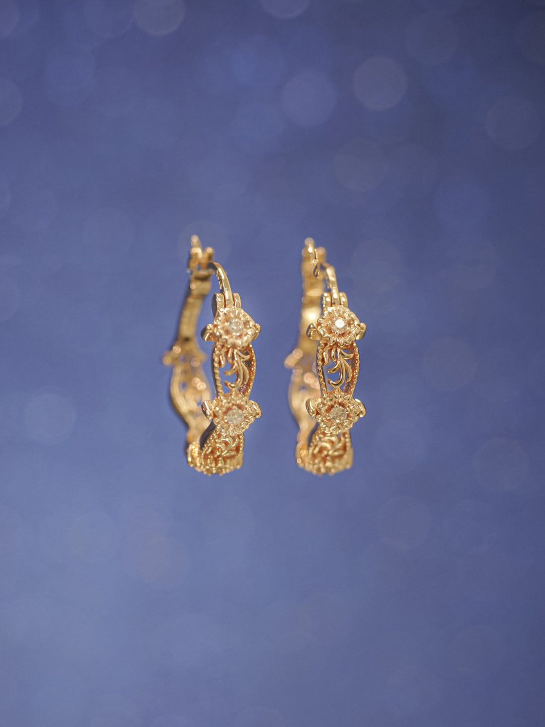 Gold Floral Hoop Earrings - Aster