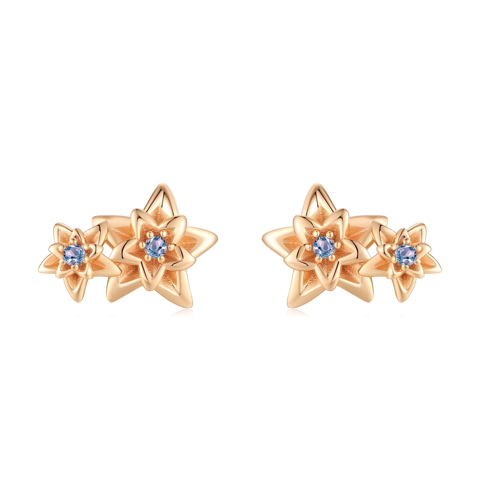 Gold Flower Stud Earrings - Poinsettia