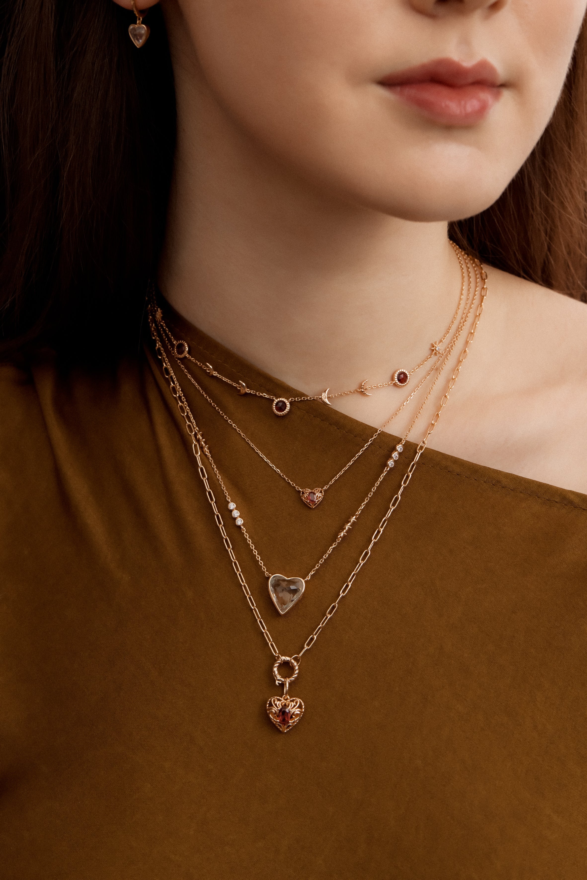 Gold Link Chain Necklace with Charm Holder