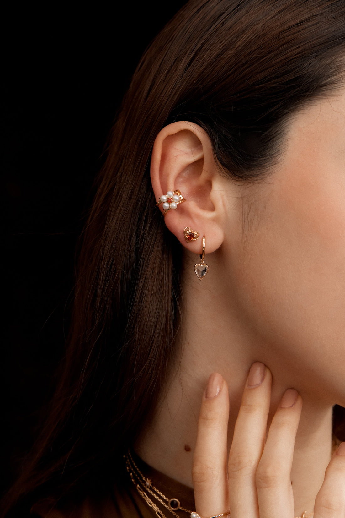 White Topaz Gold Heart Shaped Earrings - Queen Of Hearts