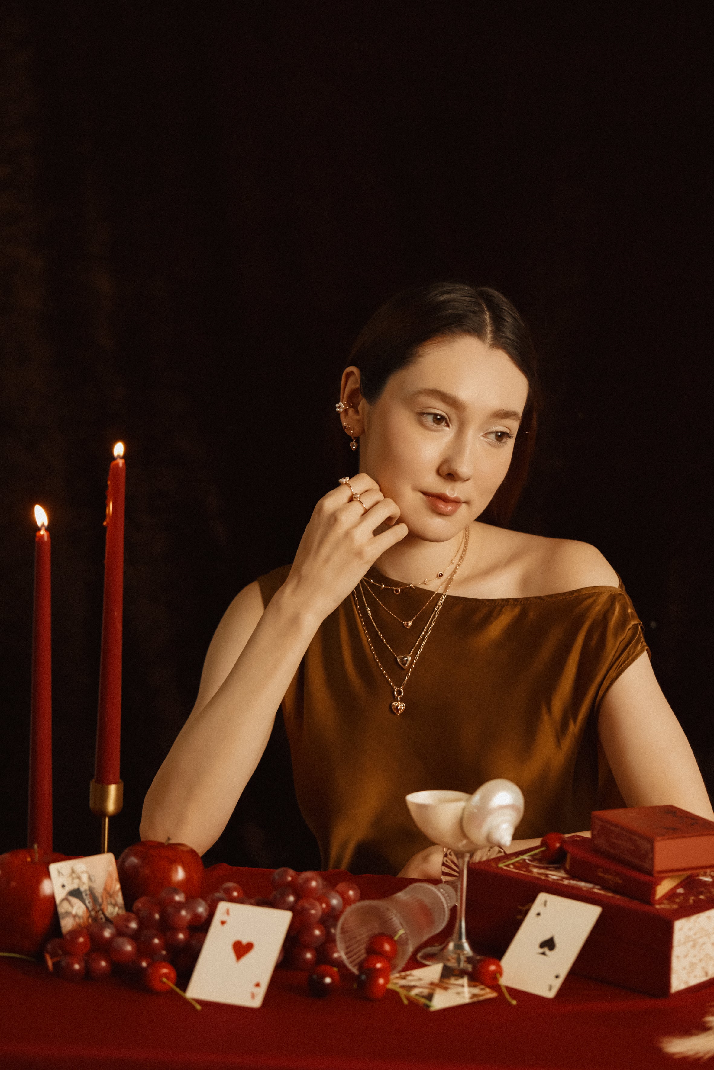 Garnet Gold Heart	Ring - Majesty