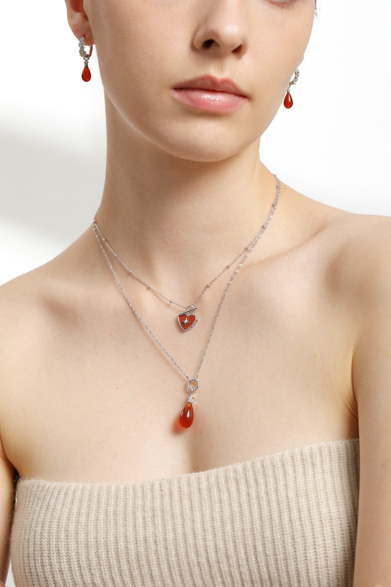 Red Jasper Silver Toggle Necklace - Lover