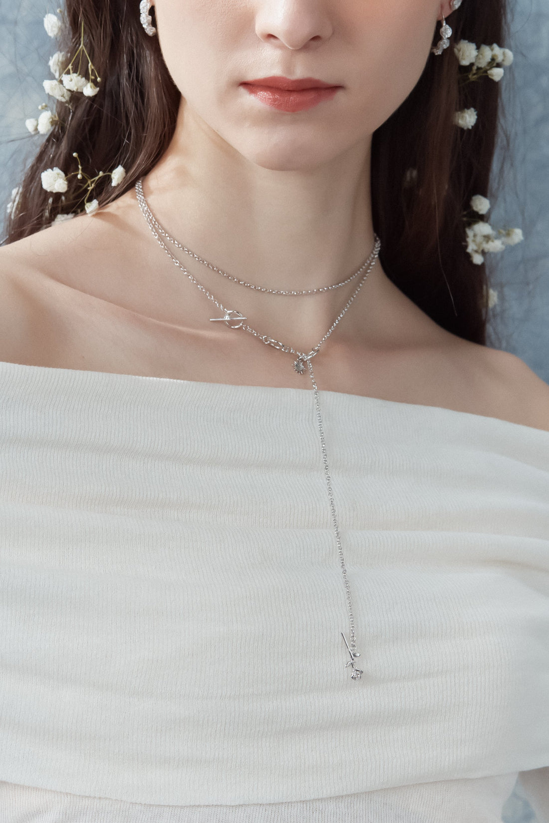 Silver 4-Way Necklace - Rose