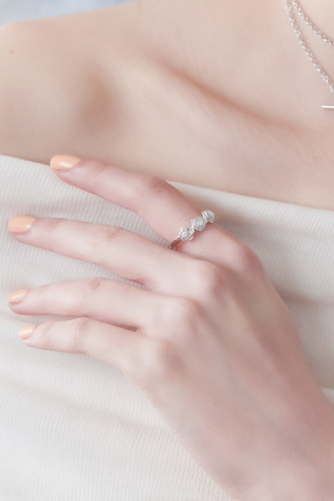 Silver Floral Ring - Rose