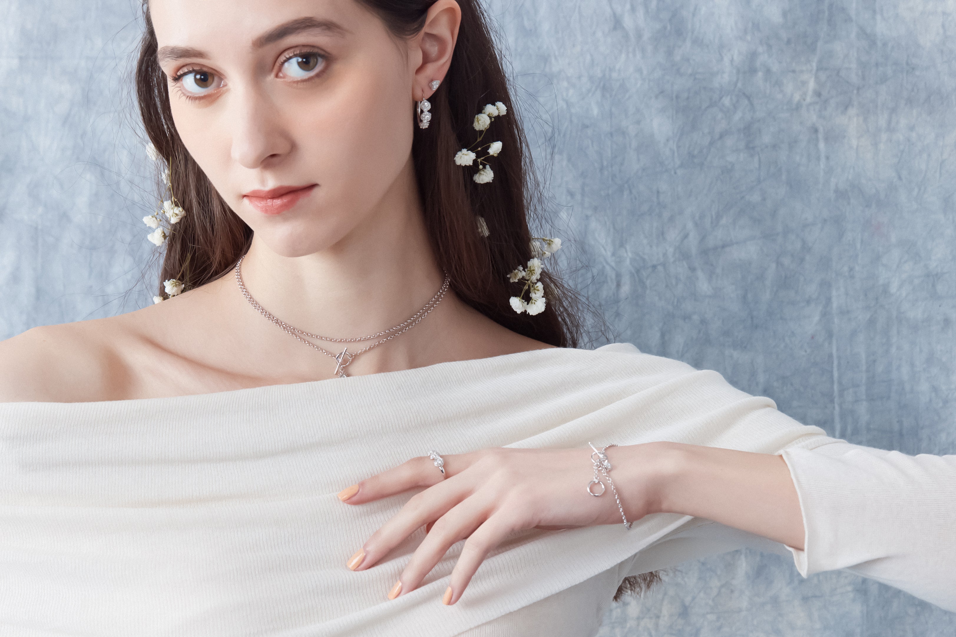 Silver 4-Way Necklace - Rose