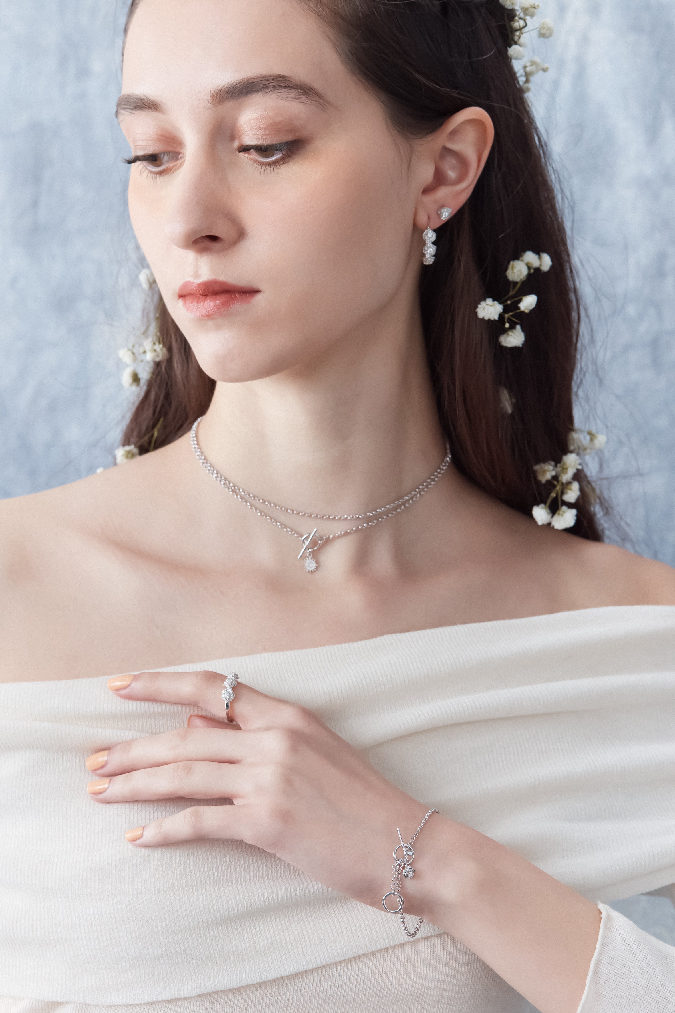 Silver Floral Ring - Rose