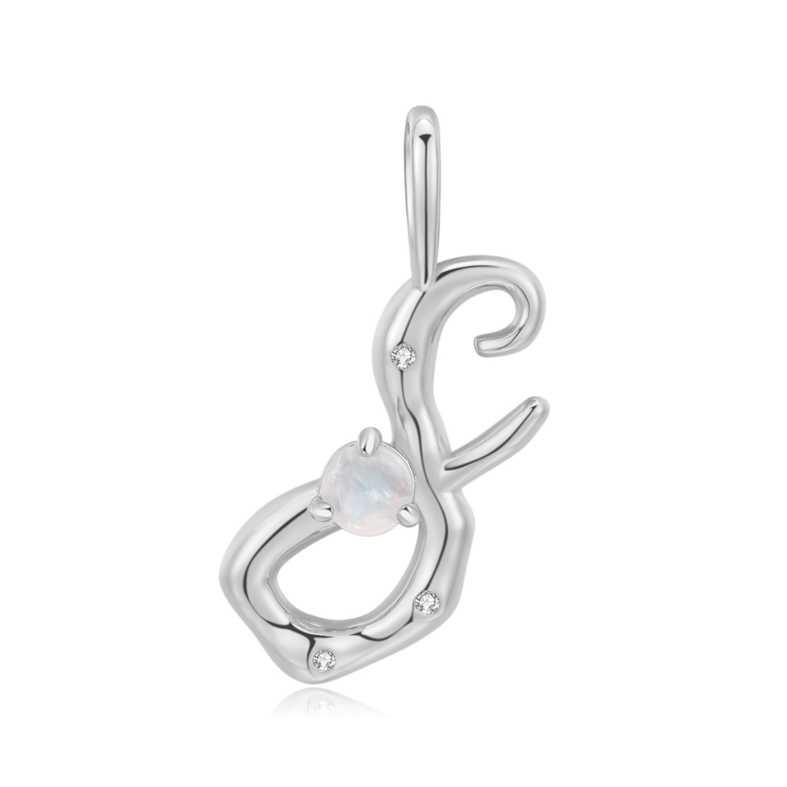 Moonstone Silver Letter Pendant - A to Z