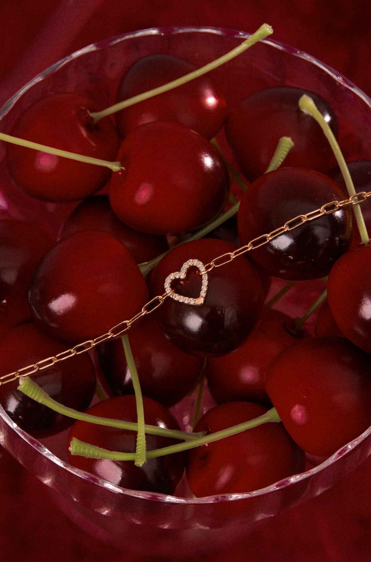 Gold Link Chain Bracelet with Heart Charm Holder