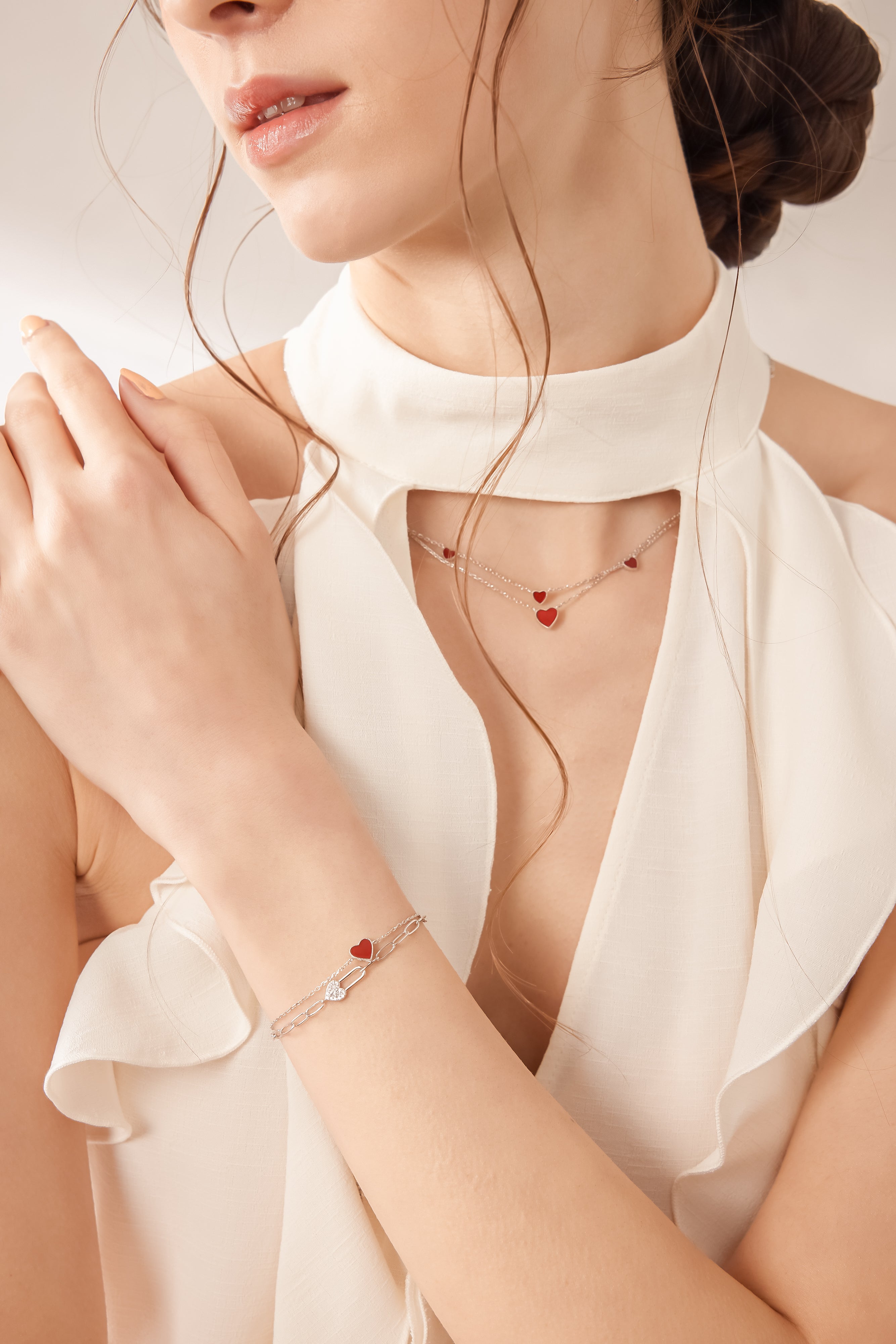 Silver Carnelian Double Sided Bracelet - Sweetheart
