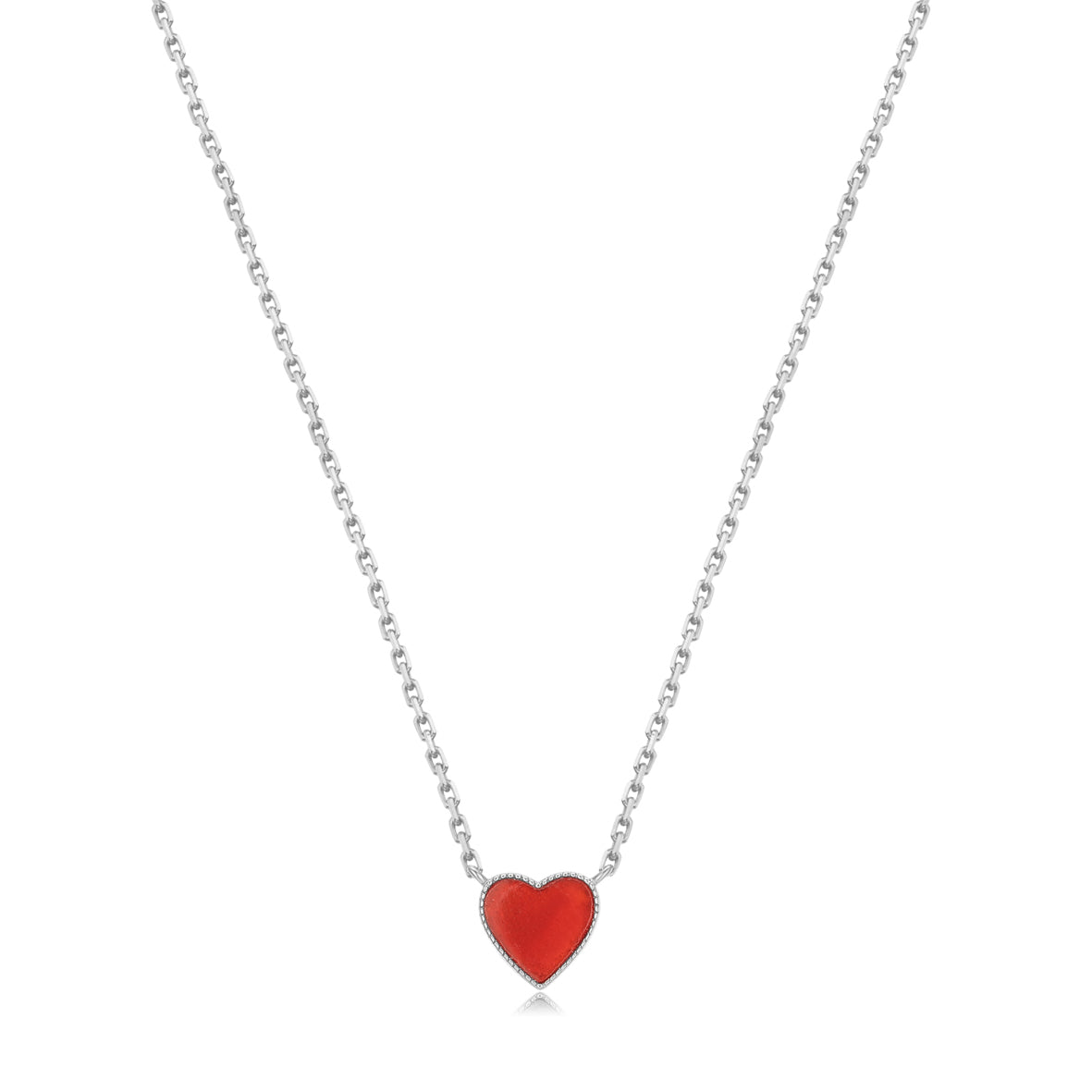 Silver Carnelian Double Sided Necklace - Sweetheart