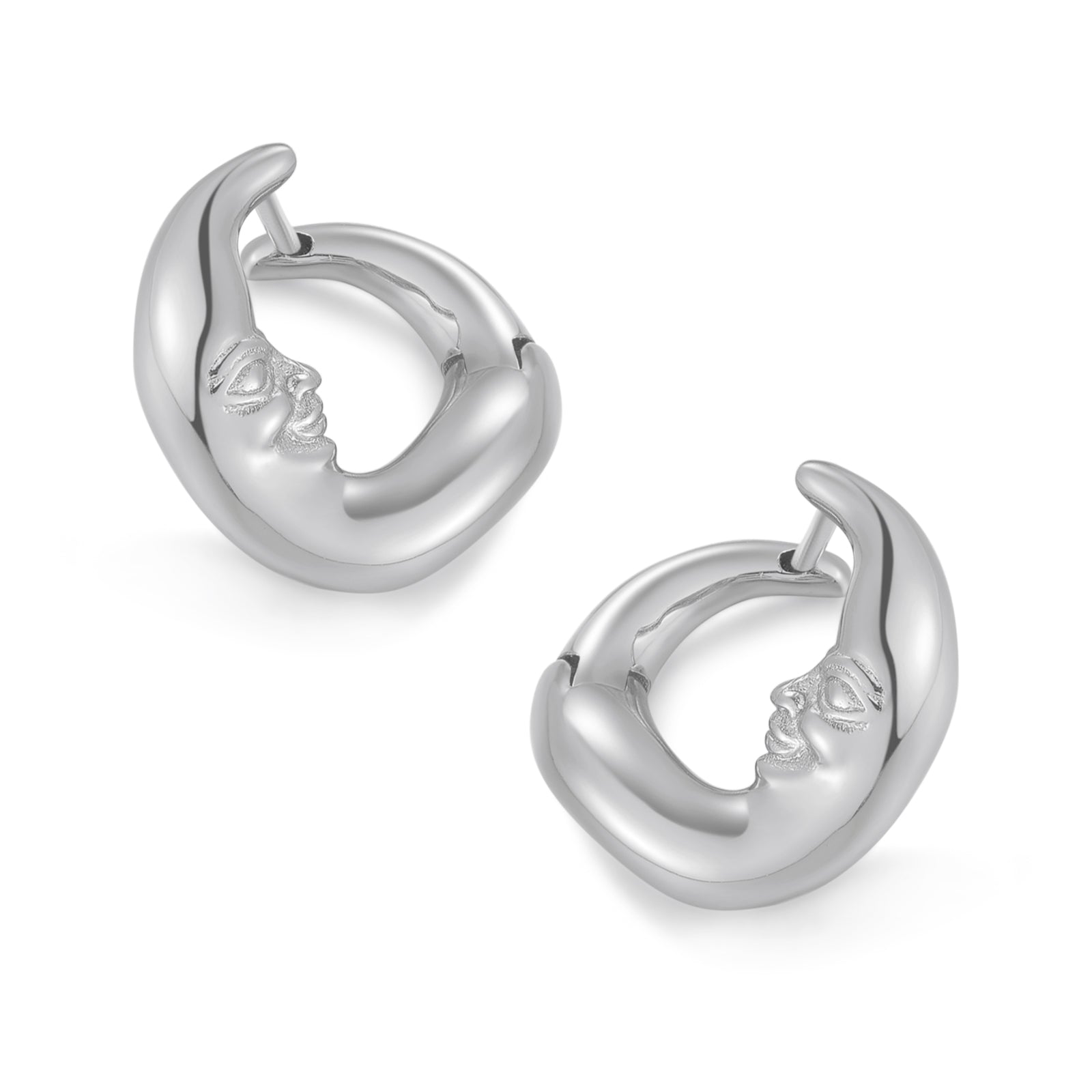 Silver Chunky Hoop Earrings - Embrace