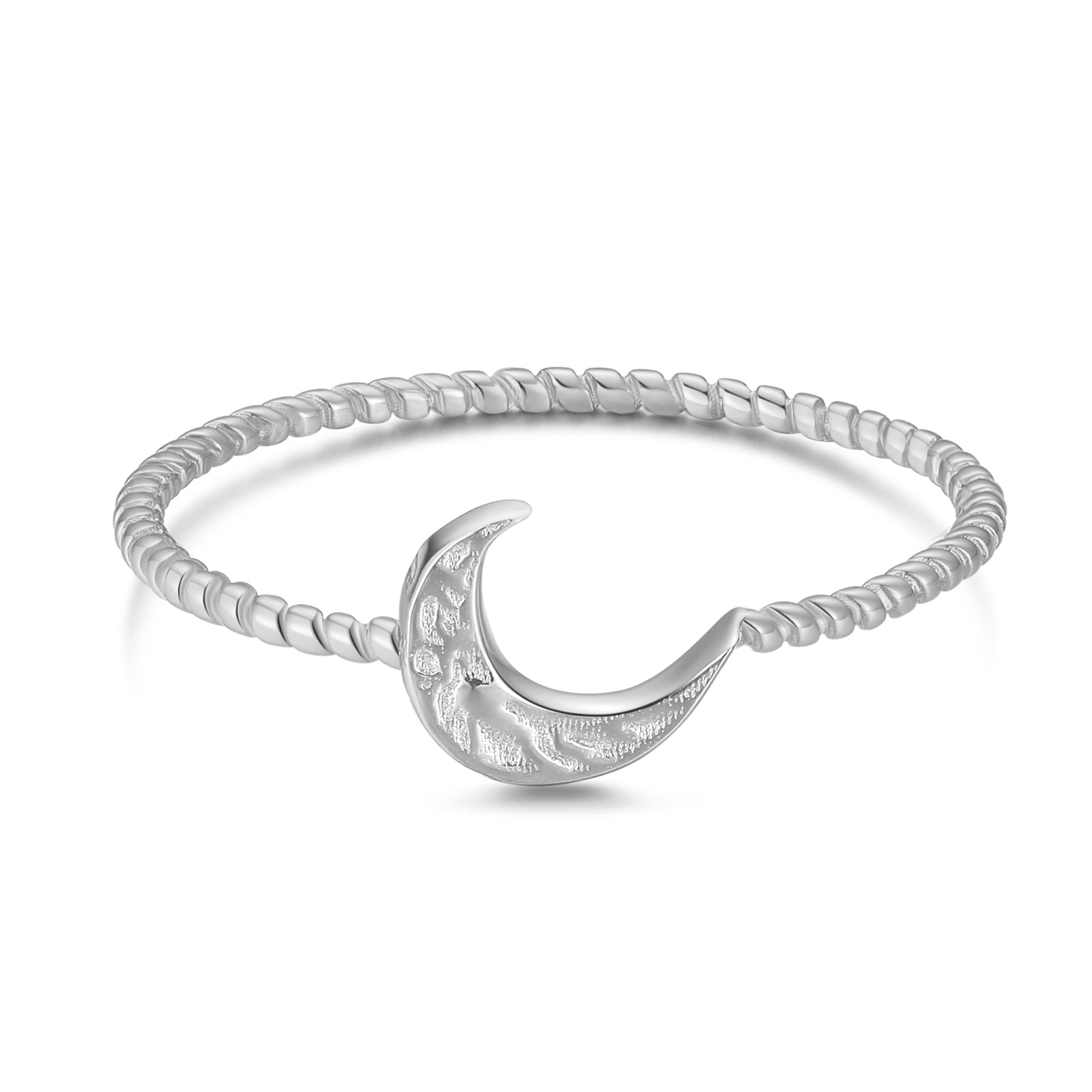 Silver Crescent Moon Dainty Ring
