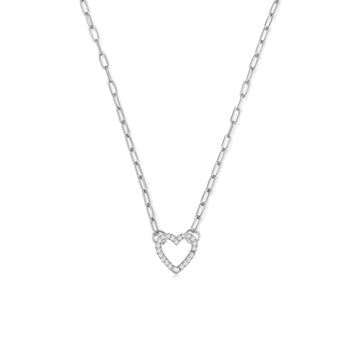 Silver Link Chain Necklace with Heart Charm Holder