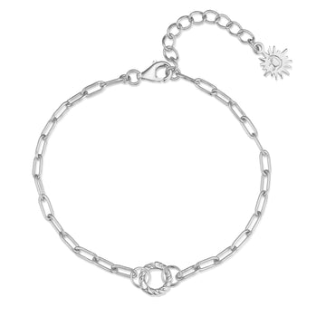 Silver Link Chain Bracelet with Charm Holder