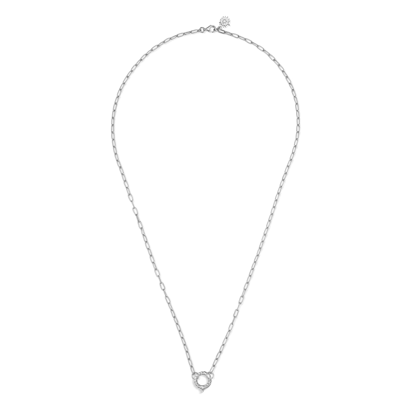 Silver Link Chain Necklace with Charm Holder