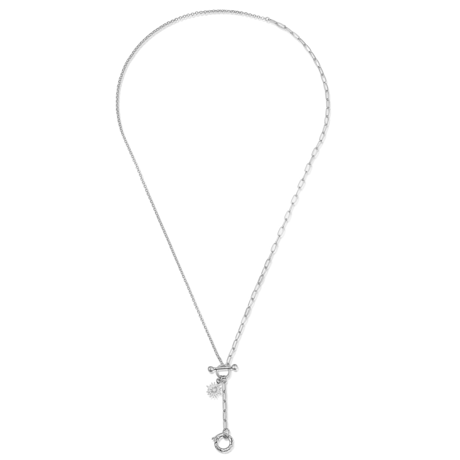 Silver Toggle Lariat 2-way Necklace