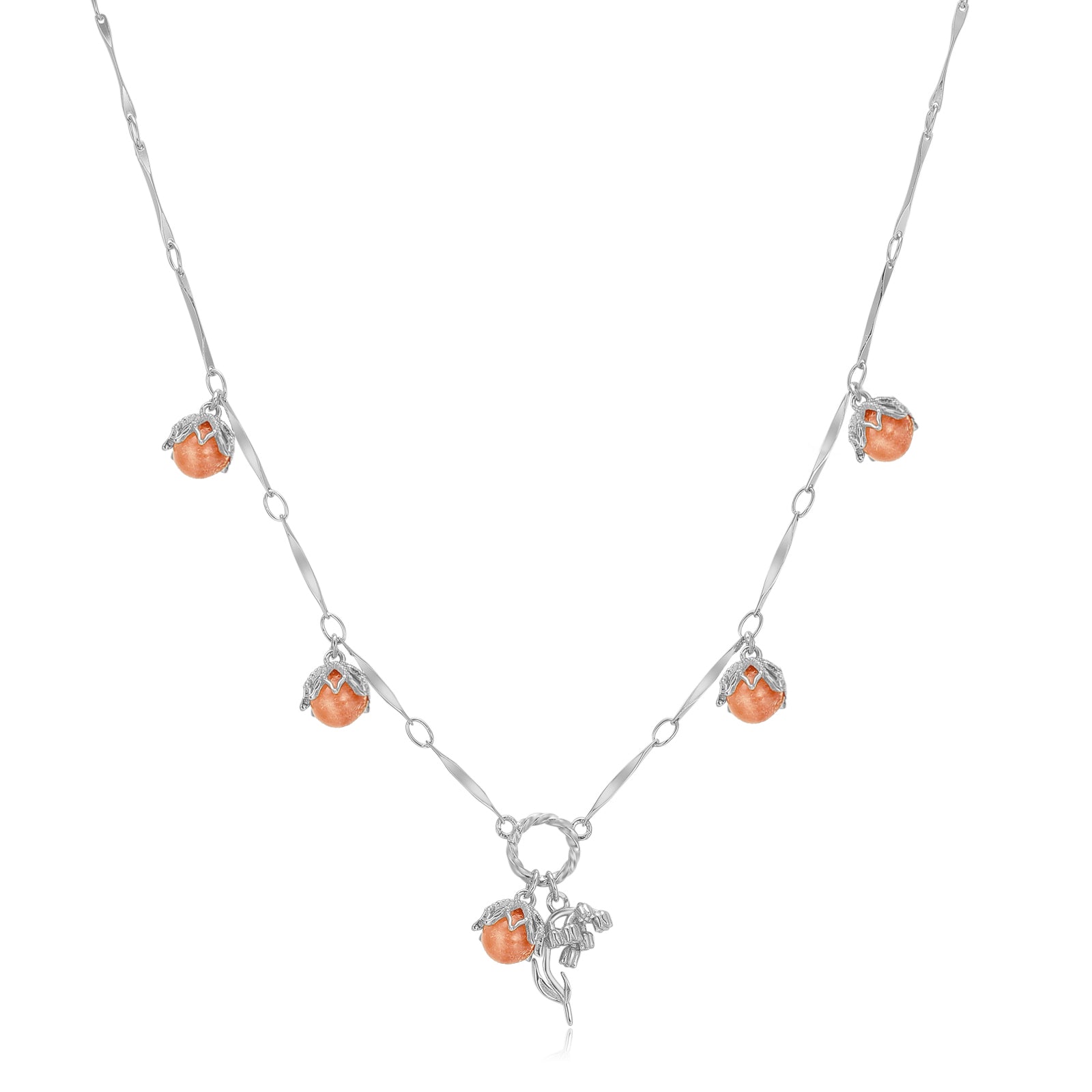Sunstone Silver Dangle Choker - Lily of the Valley