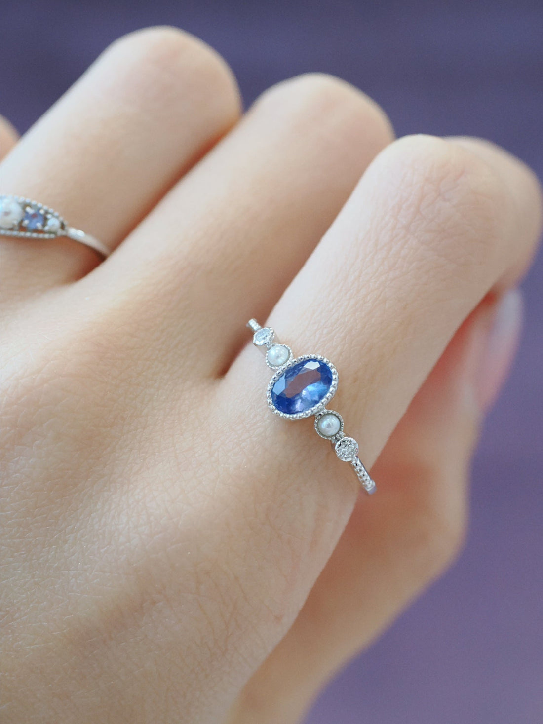 Elizabeth 14K White Gold Bezel Set Tanzanite Ring
