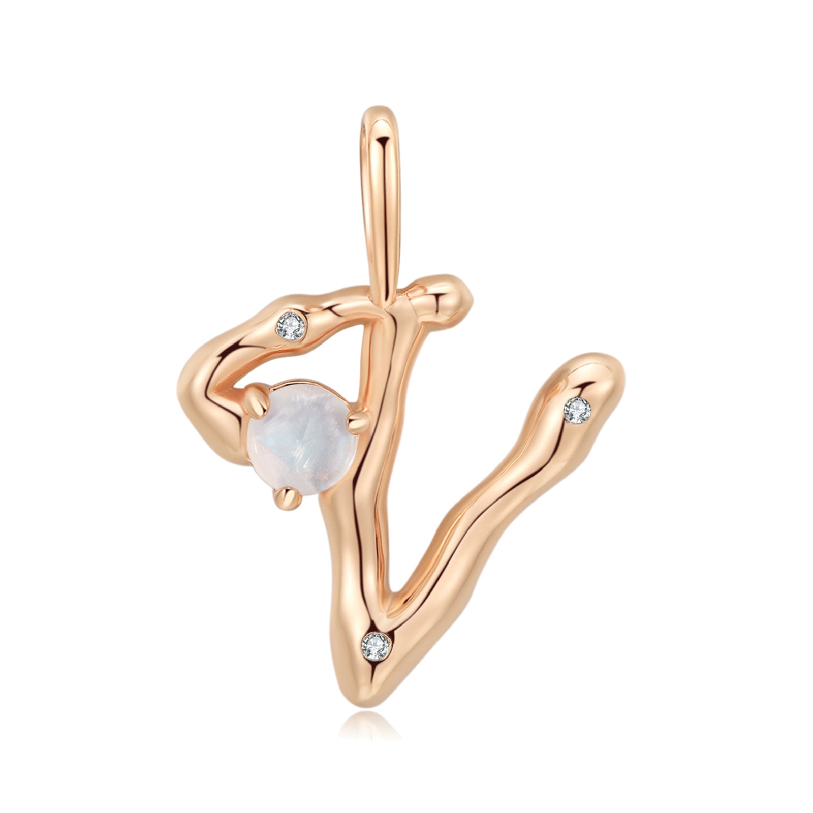 Moonstone Gold Letter Pendant - A to Z