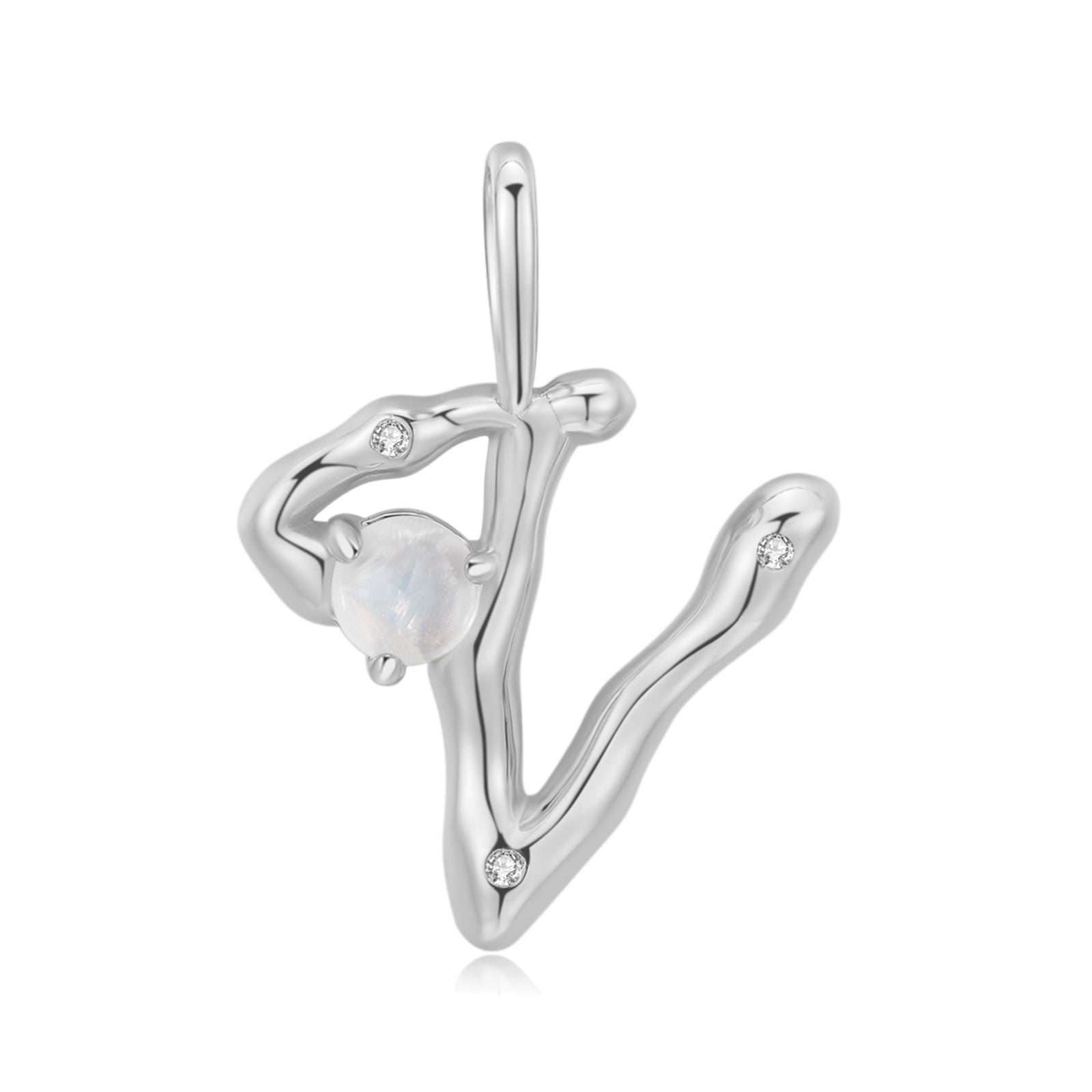 Moonstone Silver Letter Pendant - A to Z