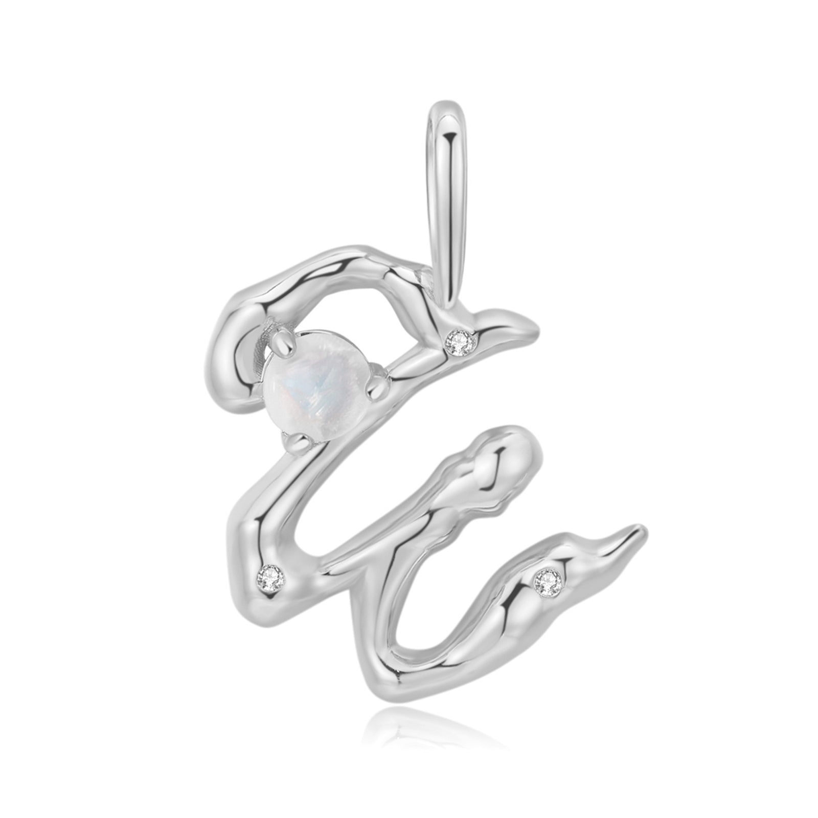 Moonstone Silver Letter Pendant - A to Z