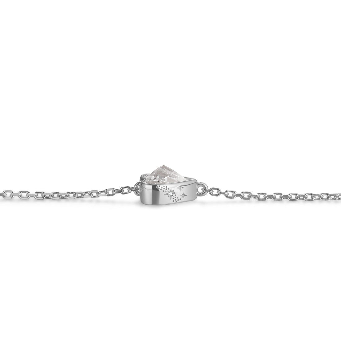 White Topaz Silver Heart Shaped Bracelet - Queen Of Hearts