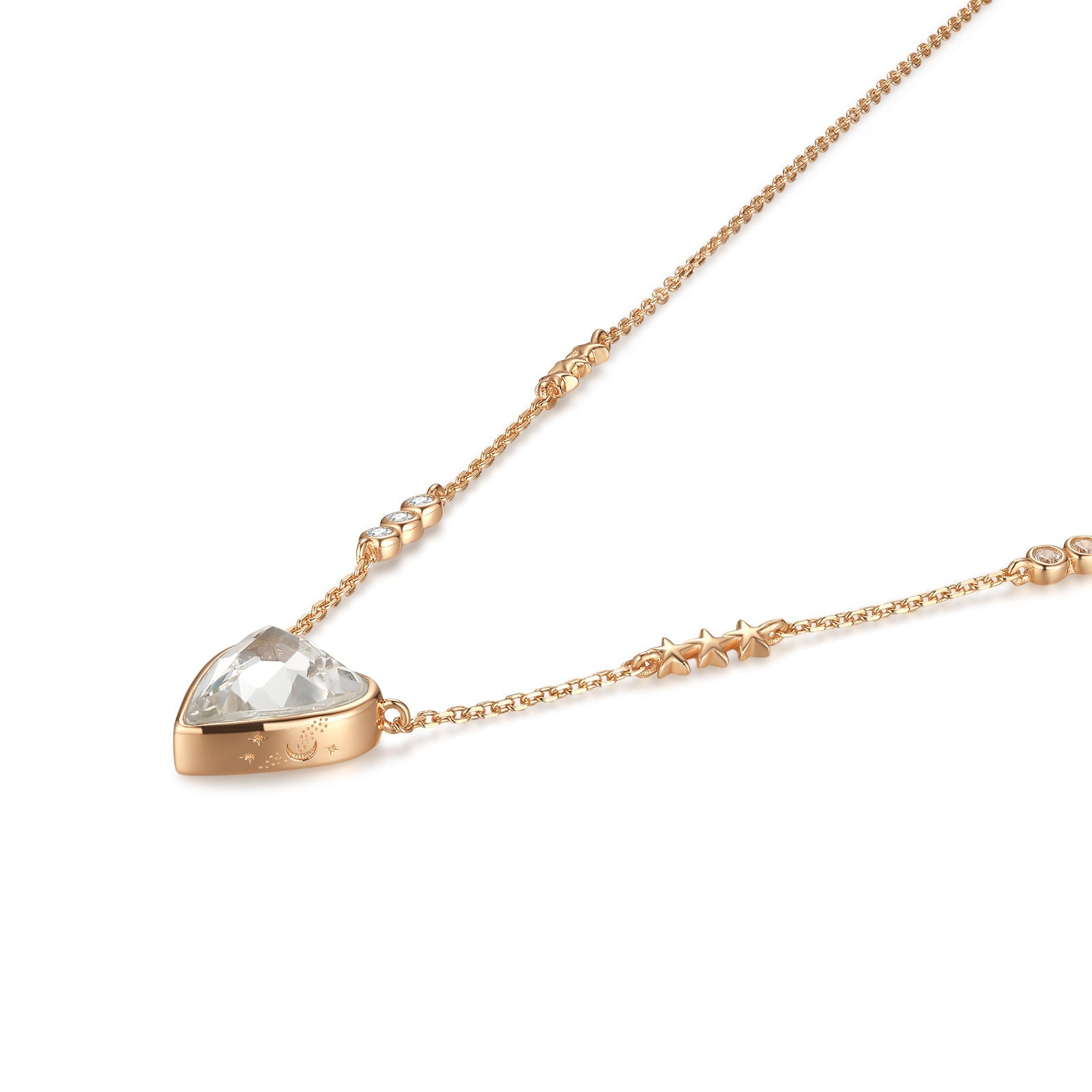 White Topaz Gold Heart Shaped Necklace - Queen Of Hearts