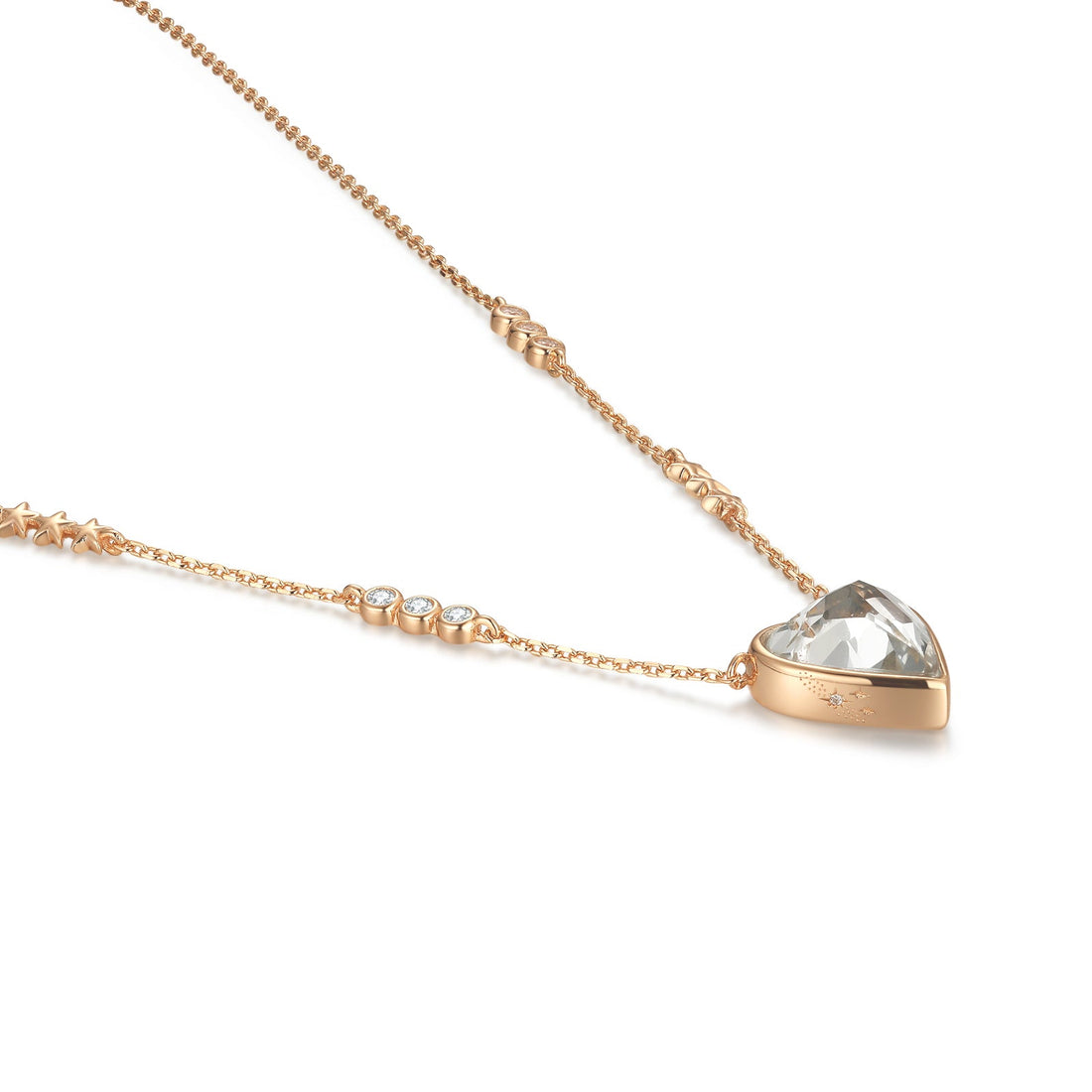 White Topaz Gold Heart Shaped Necklace - Queen Of Hearts