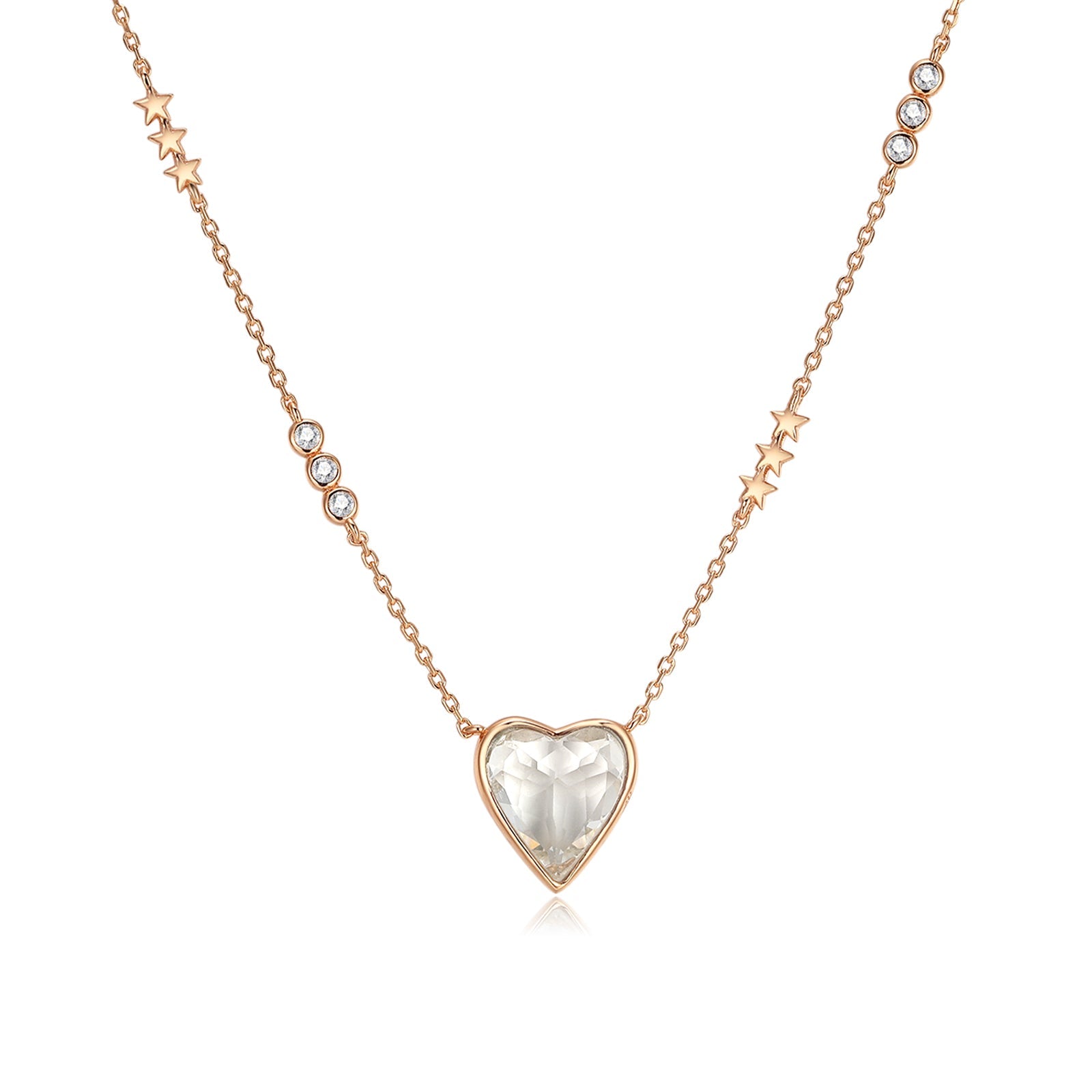 White Topaz Gold Heart Shaped Necklace - Queen Of Hearts