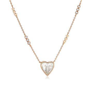White Topaz Gold Heart Shaped Necklace - Queen Of Hearts