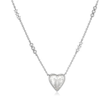 White Topaz Silver Heart Shaped Necklace - Queen Of Hearts