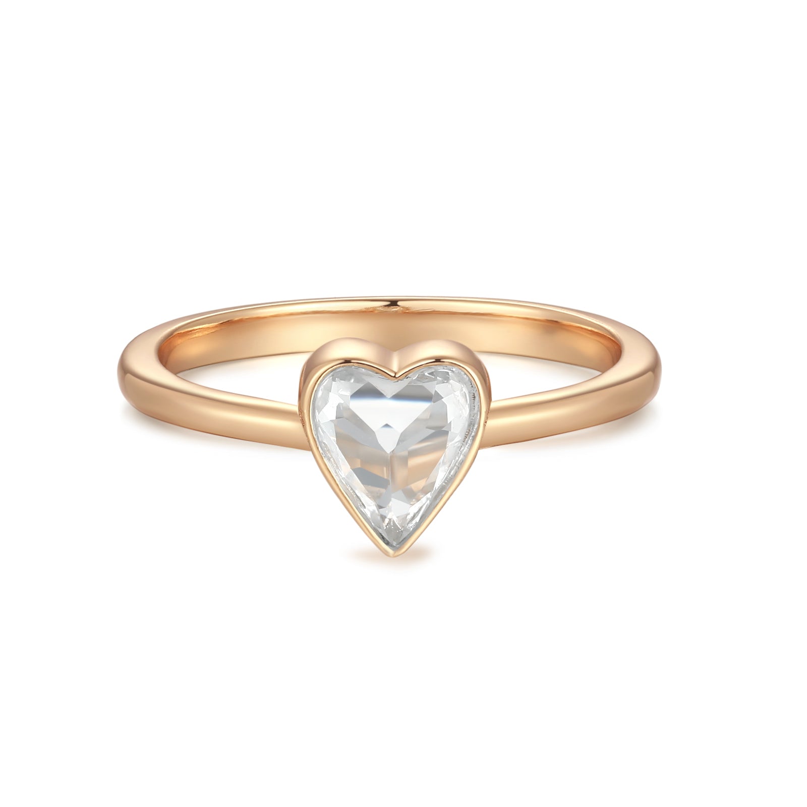 White Topaz Gold Heart Shaped Ring - Queen Of Hearts