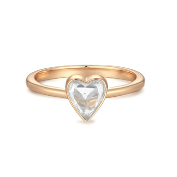 White Topaz Gold Heart Shaped Ring - Queen Of Hearts