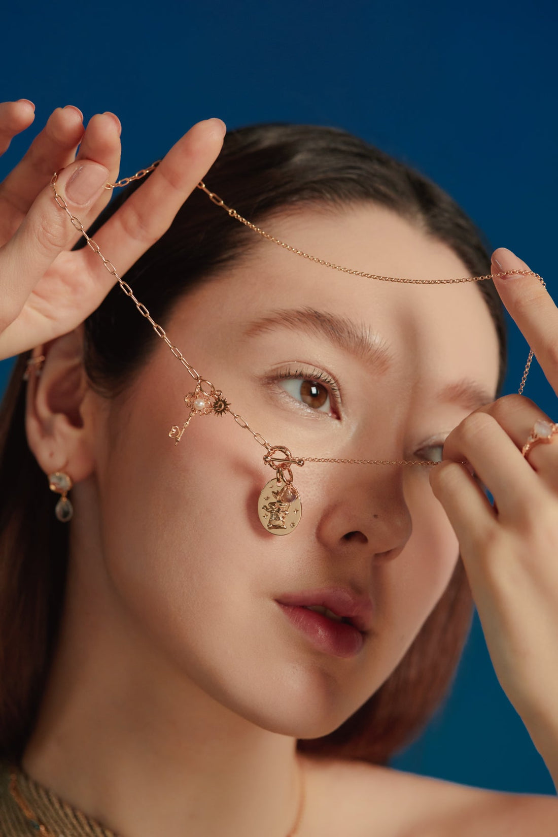 Labradorite Gold Floral Charm - Wildflower