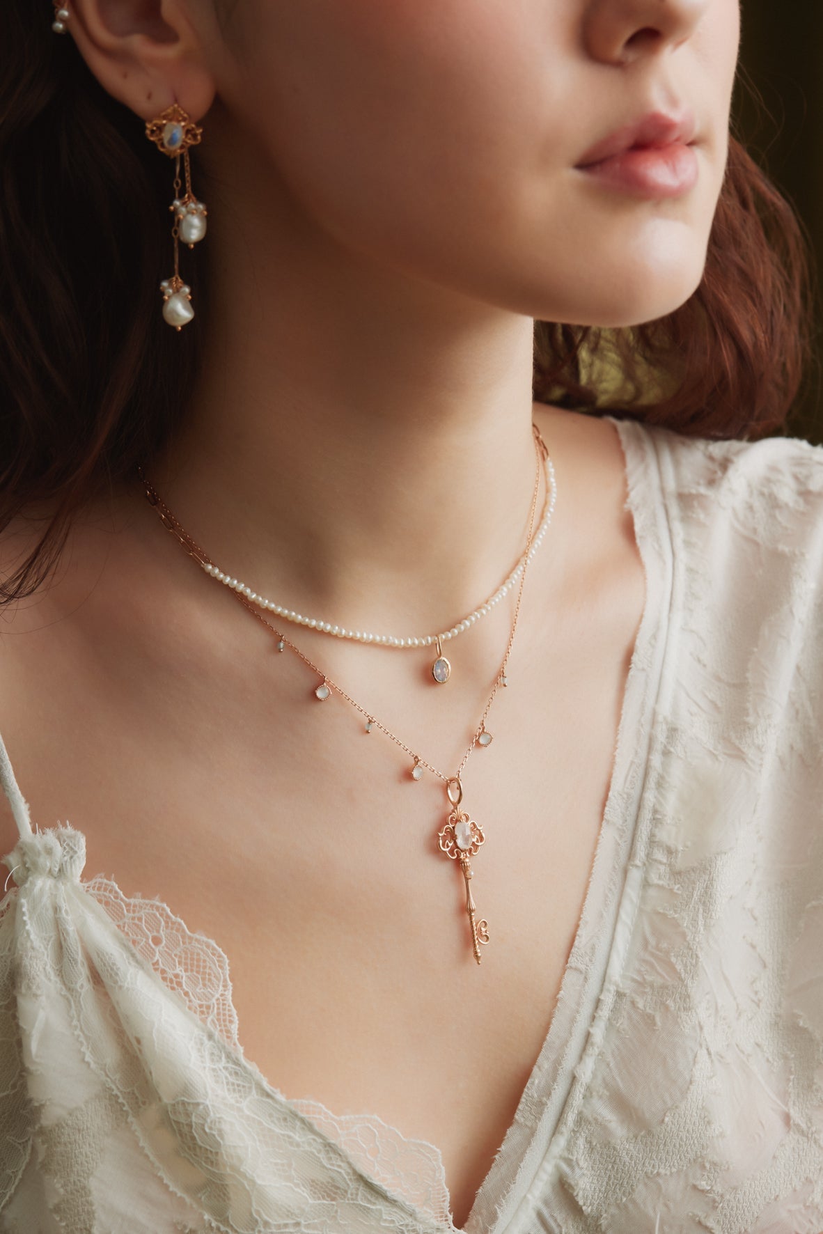 Freshwater Pearl Gold Link Necklace