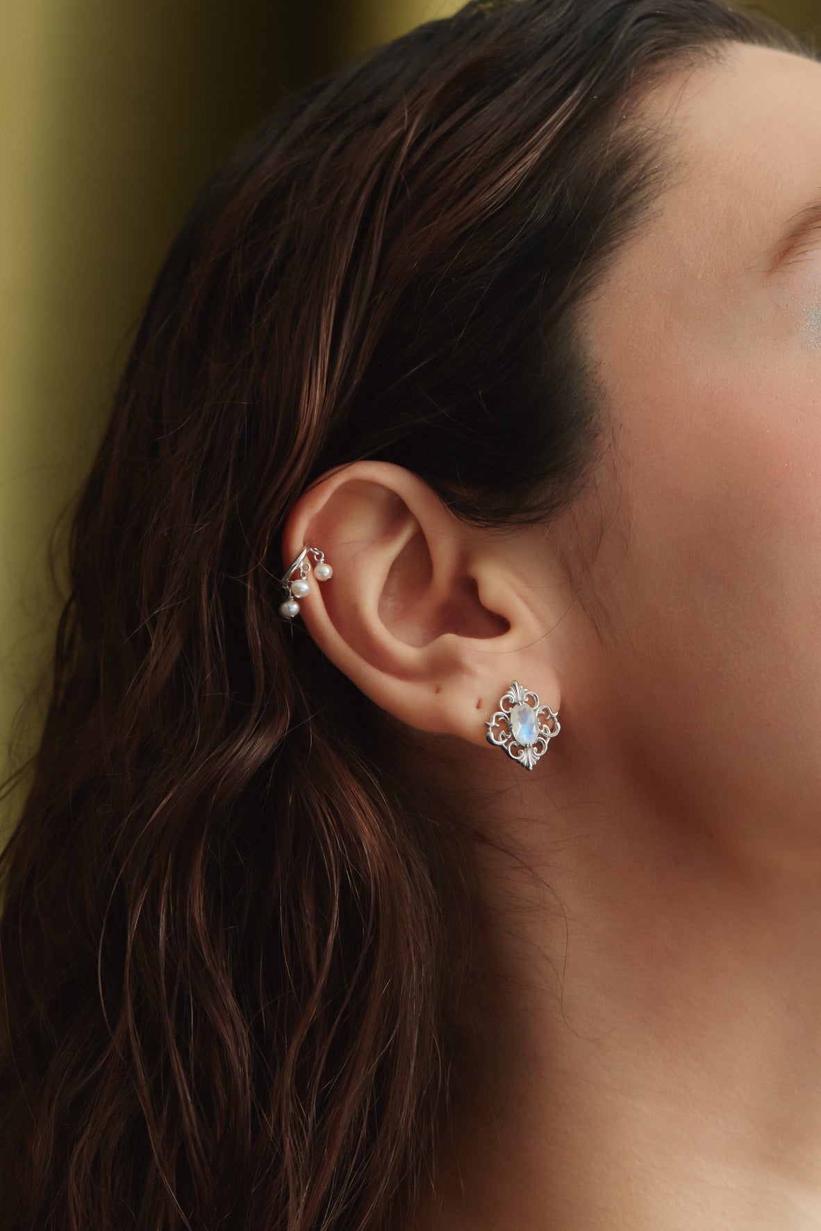 Freshwater Pearl Silver Dangle - Ear Cuff