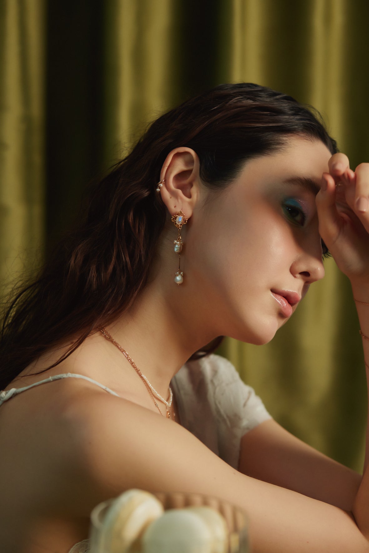 Freshwater Pearl Gold Dangle - Ear Cuff