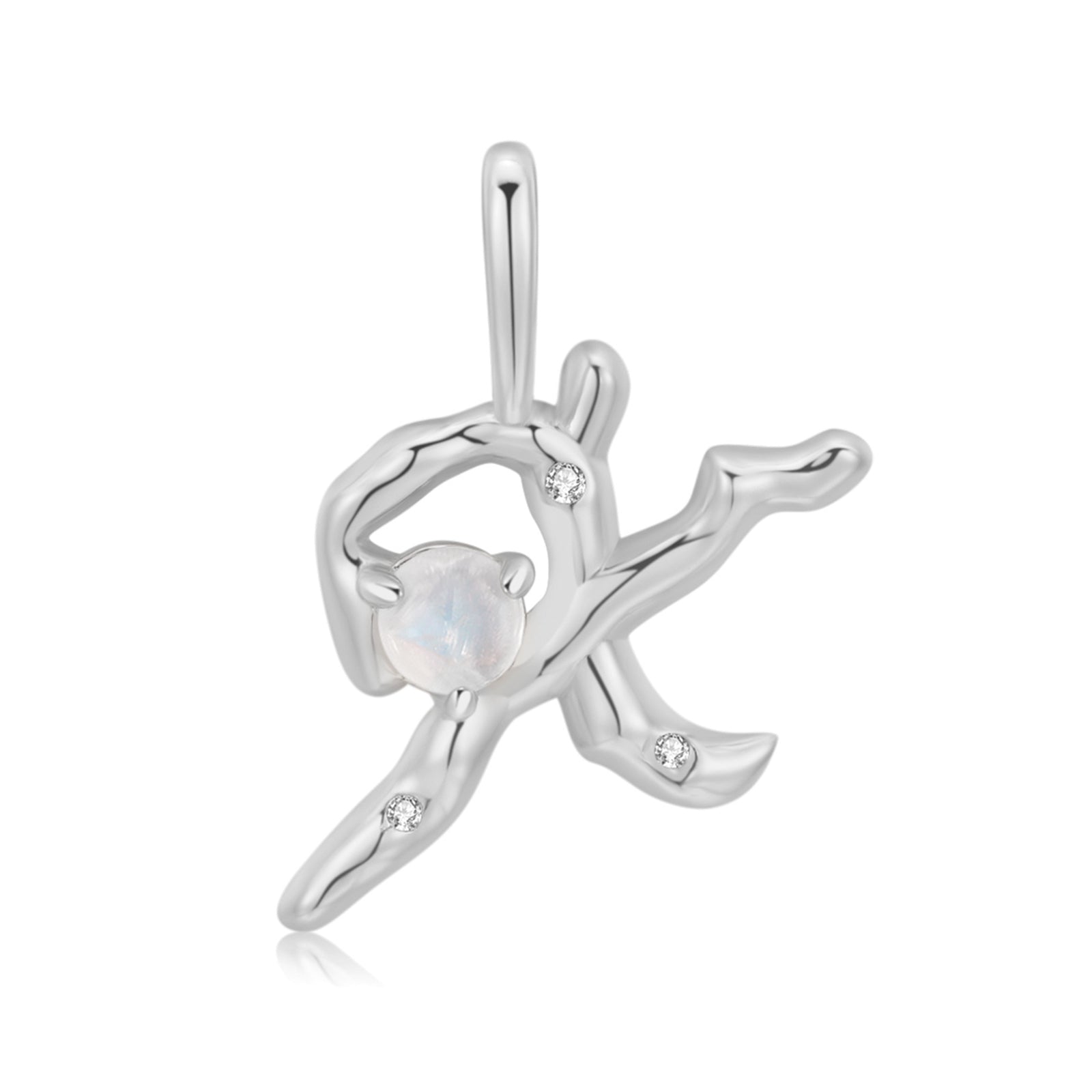 Moonstone Silver Letter Pendant - A to Z