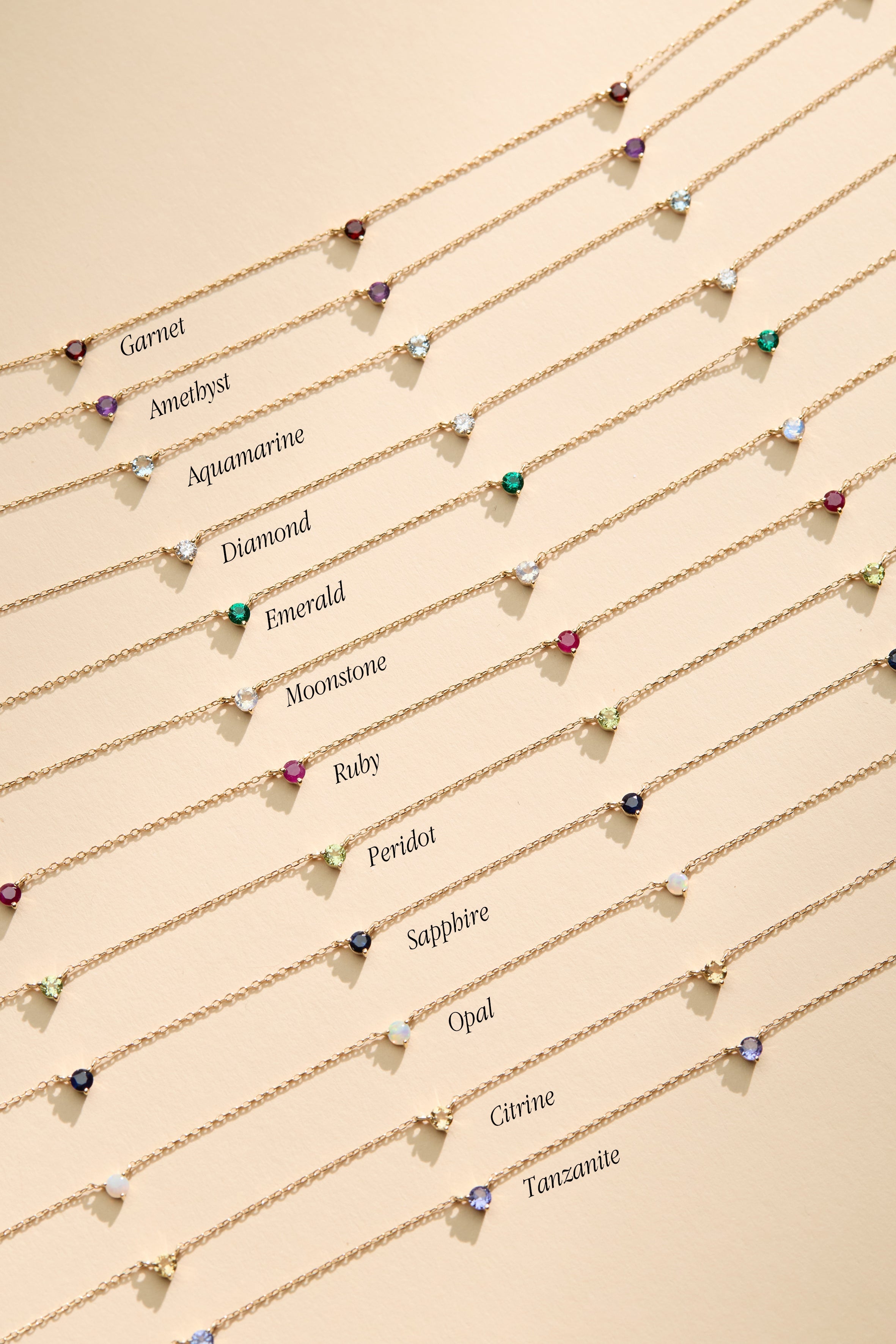 14K Gold Birthstone Necklace