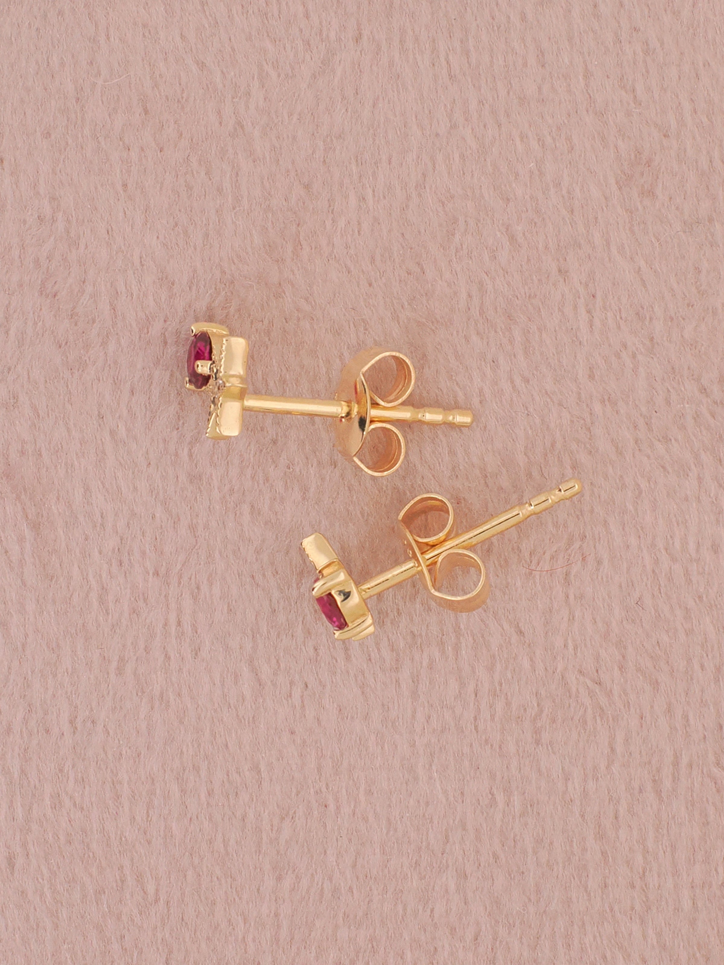 14K Gold Birthstone Star Earrings (Pair)