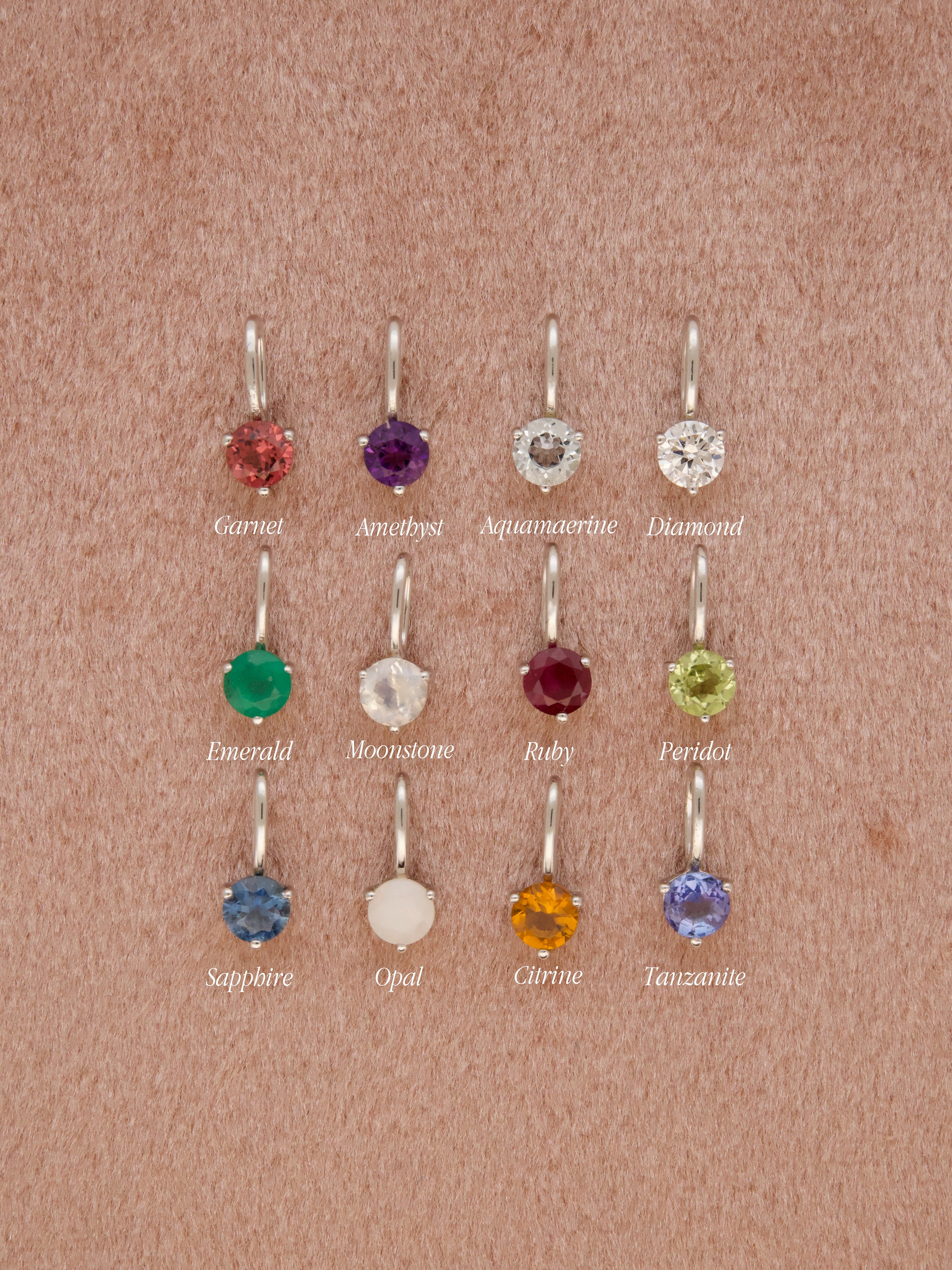 14K White Gold Birthstone Pendant