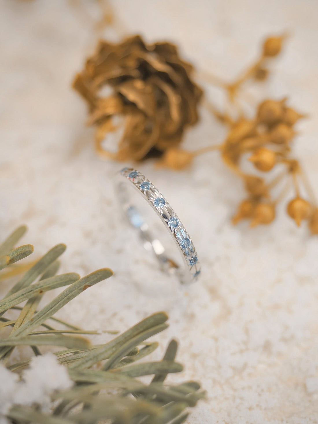 Baby Blue Silver Dainty Ring - Celestial