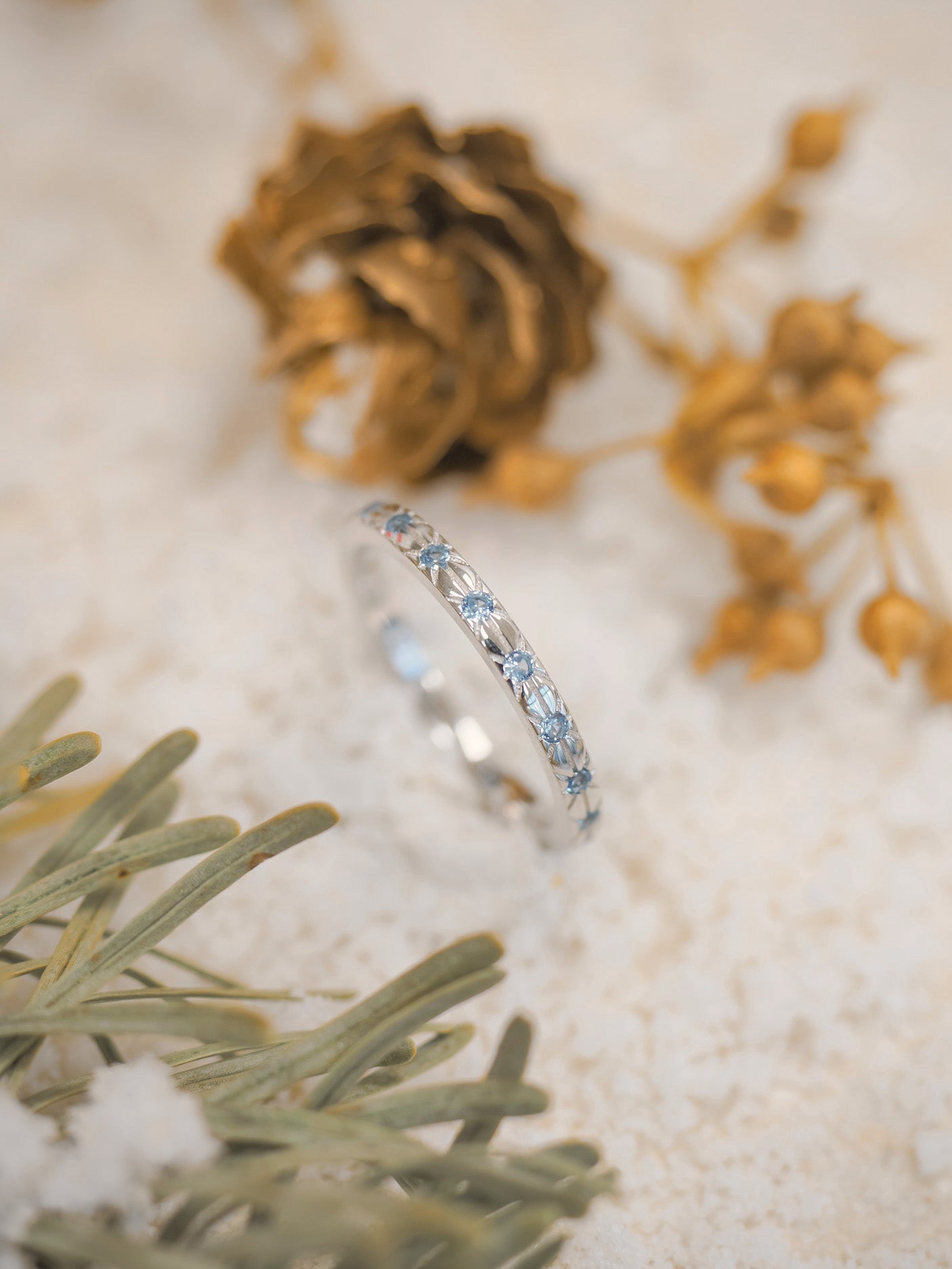 Baby Blue Silver Dainty Ring - Celestial
