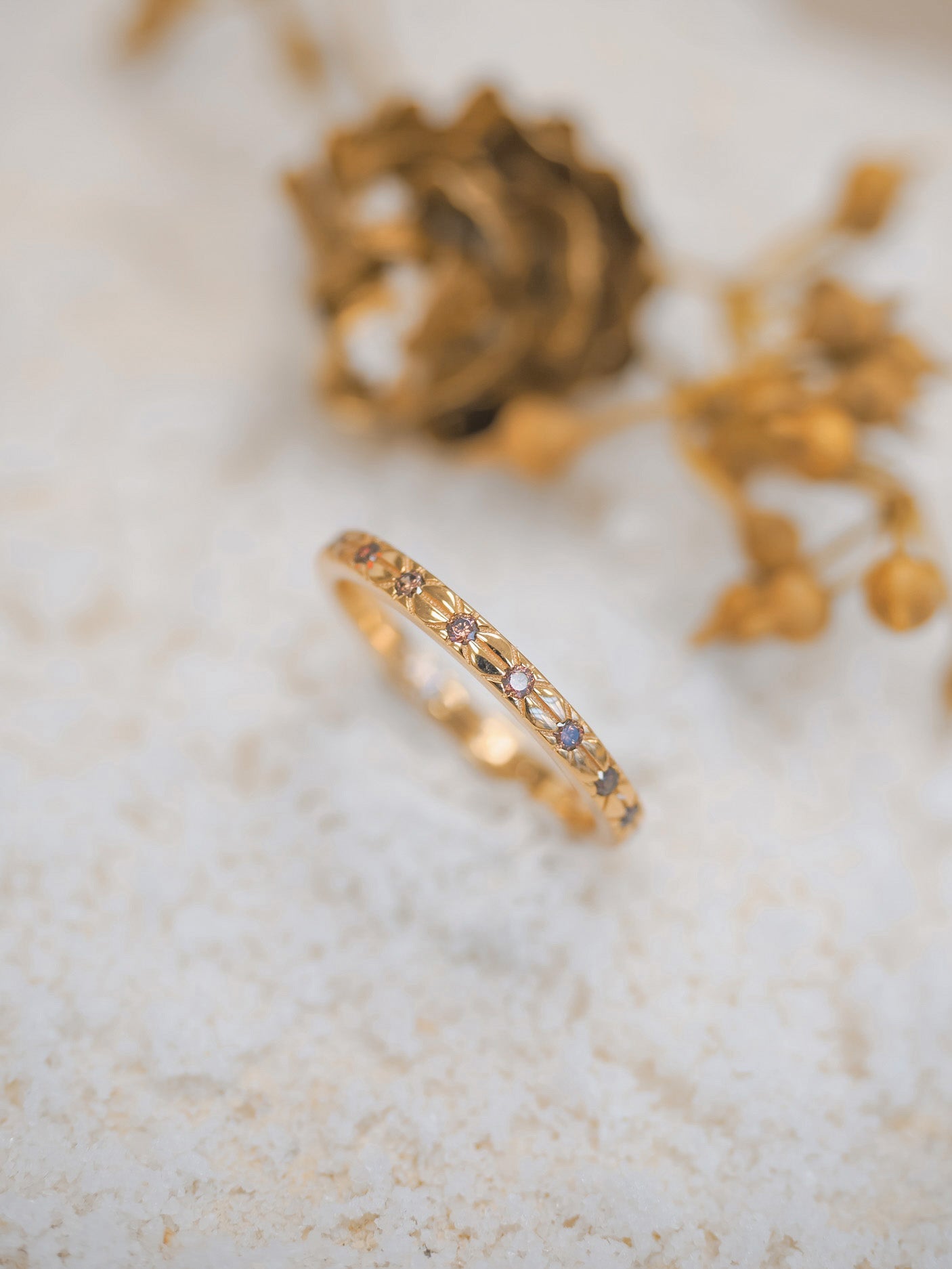 Rosy Brown Gold Dainty Ring - Celestial