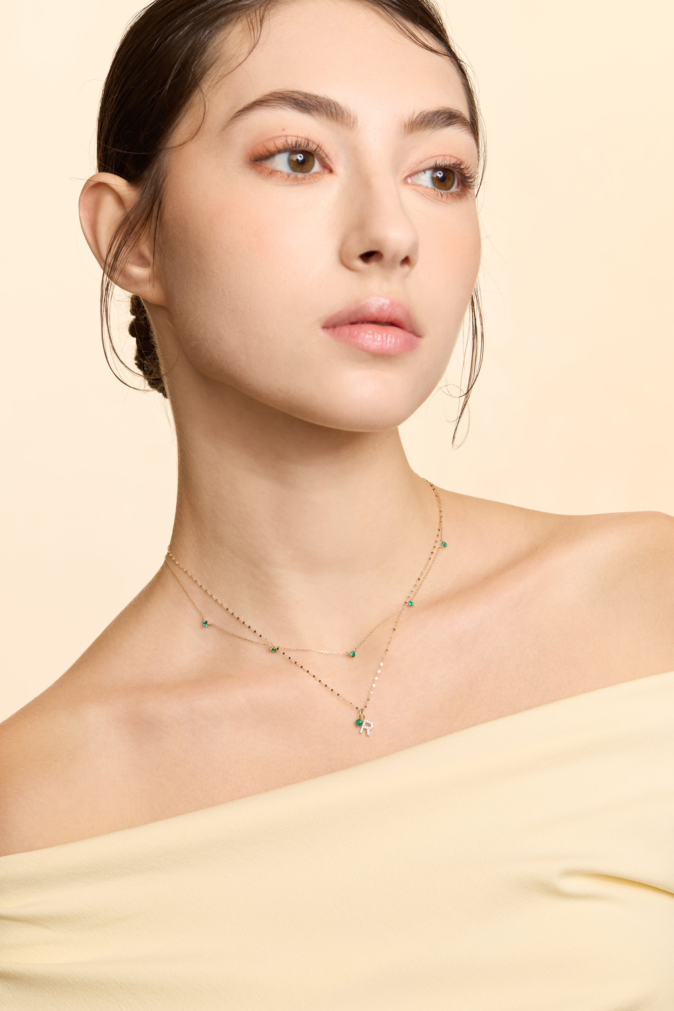 14K Gold Diamond Initial Pendant